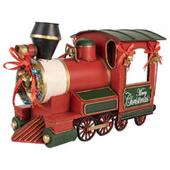 Clayre &amp; Eef | Kerstdecoratie Locomotief Rood Groen 35x16x22 cm | 6Y5871