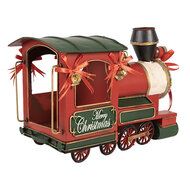 Clayre &amp; Eef | Kerstdecoratie Locomotief Rood Groen 35x16x22 cm | 6Y5871