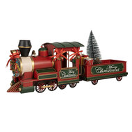Clayre &amp; Eef | Kerstdecoratie Locomotief Rood Groen 35x16x22 cm | 6Y5871