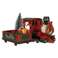 Clayre &amp; Eef | Kerstdecoratie Locomotief Rood Groen 35x16x22 cm | 6Y5871