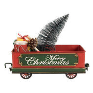 Clayre &amp; Eef | Kerstdecoratie Treinwagon Rood Groen 31x15x25 cm | 6Y5872