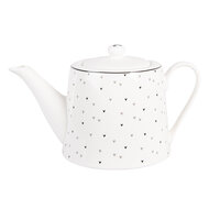 Clayre &amp; Eef | Theepot Wit Zwart 23x14x14 cm / 1000 ml | BHSTE