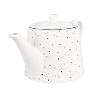 Clayre &amp; Eef | Theepot Wit Zwart 23x14x14 cm / 1000 ml | BHSTE