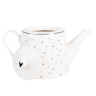 Clayre &amp; Eef | Theepot Wit Zwart 23x14x14 cm / 1000 ml | BHSTE
