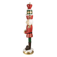 Clayre & Eef | Kerstdecoratie Notenkraker Rood Groen 30x28x120 cm | 5PR0143