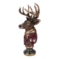 Clayre & Eef | Kerstdecoratie Beeld Rendier Bruin Rood 30x22x57 cm | 5PR0175