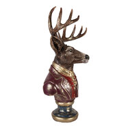Clayre & Eef | Kerstdecoratie Beeld Rendier Bruin Rood 30x22x57 cm | 5PR0175