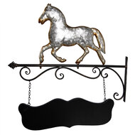 Clayre &amp; Eef | Uithangbord paard Grijs zwart 66x3x67 cm | 5Y1312