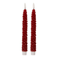 Clayre &amp; Eef | Kaars met LED set van 2 Rood &oslash; 3x25 cm / 2xAAA | 6CA0001R