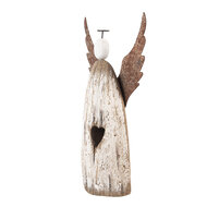 Clayre &amp; Eef | Kerstdecoratie Engel Wit Bruin 14x5x26 cm | 6H2420L