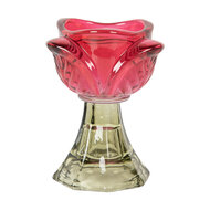 Clayre & Eef | Glazen Theelichthouder Roze Groen ø 7x10 cm | 6GL5342P
