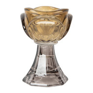 Clayre & Eef | Glazen Theelichthouder Geel Bruin ø 7x10 cm | 6GL5342Y