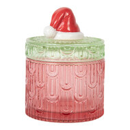 Clayre & Eef | Voorraadpot Deksel Rood Groen ø 9x12 cm | 6GL5343