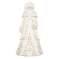 Clayre & Eef | Kerstdecoratie Kerstman Wit Grijs 13x10x25 cm | 6PR5367