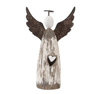 Clayre &amp; Eef | Kerstdecoratie Engel Wit Bruin 7x3x12 cm | 6H2420S