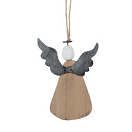 Clayre & Eef | Decoratie hanger Engel Bruin Wit 9x2x13 cm | 6H2429