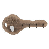 Clayre &amp; Eef | Sleutelrekje Bruin Wit 30x4x14 cm | 6H2430