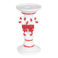 Clayre &amp; Eef | Kandelaar Wit Rood &oslash; 9x18 cm | 6PR5411