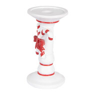 Clayre &amp; Eef | Kandelaar Wit Rood &oslash; 9x18 cm | 6PR5411