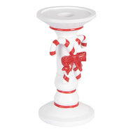 Clayre &amp; Eef | Kandelaar Wit Rood &oslash; 9x18 cm | 6PR5411
