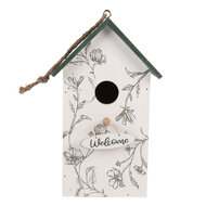 Clayre &amp; Eef | Vogelhuis Wit Groen 15x10x22 cm | 6H2440