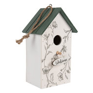 Clayre &amp; Eef | Vogelhuis Wit Groen 15x10x22 cm | 6H2440