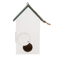 Clayre &amp; Eef | Vogelhuis Wit Groen 15x10x22 cm | 6H2440