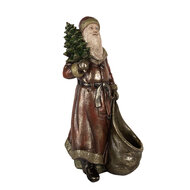 Clayre & Eef | Kerstdecoratie Kerstman Rood Goudkleurig 24x17x47 cm | 6PR5590