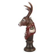 Clayre & Eef | Kerstdecoratie Beeld Rendier Bruin Rood 12x10x27 cm | 6PR5593