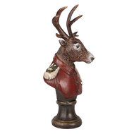 Clayre & Eef | Kerstdecoratie Beeld Rendier Bruin Rood 12x10x27 cm | 6PR5593