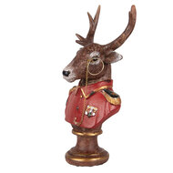 Clayre & Eef | Kerstdecoratie Beeld Rendier Bruin Rood 10x8x19 cm | 6PR5594