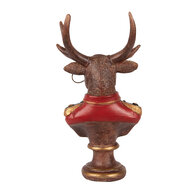 Clayre & Eef | Kerstdecoratie Beeld Rendier Bruin Rood 10x8x19 cm | 6PR5594
