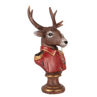 Clayre & Eef | Kerstdecoratie Beeld Rendier Bruin Rood 10x8x19 cm | 6PR5594