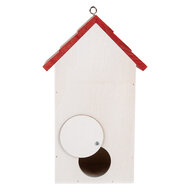 Clayre &amp; Eef | Vogelhuis Wit Rood 15x10x22 cm | 6H2446