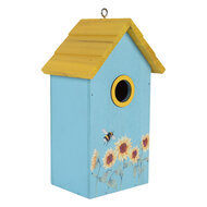 Clayre &amp; Eef | Vogelhuis Blauw Geel 15x10x22 cm | 6H2448
