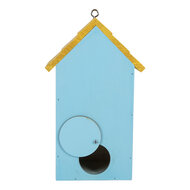 Clayre &amp; Eef | Vogelhuis Blauw Geel 15x10x22 cm | 6H2448