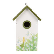 Clayre &amp; Eef | Vogelhuis Wit Groen 15x10x22 cm | 6H2449