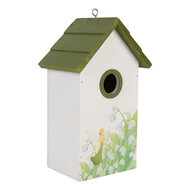 Clayre &amp; Eef | Vogelhuis Wit Groen 15x10x22 cm | 6H2449