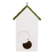 Clayre &amp; Eef | Vogelhuis Wit Groen 15x10x22 cm | 6H2449