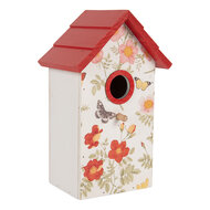 Clayre & Eef | Vogelhuis Wit Rood 15x10x22 cm | 6H2450