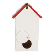 Clayre & Eef | Vogelhuis Wit Rood 15x10x22 cm | 6H2450