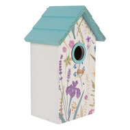 Clayre &amp; Eef | Vogelhuis Wit Turkoois 15x10x22 cm | 6H2451
