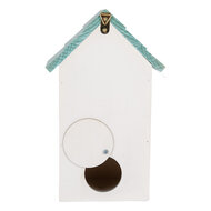 Clayre &amp; Eef | Vogelhuis Wit Turkoois 15x10x22 cm | 6H2451