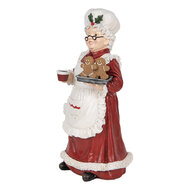 Clayre & Eef | Kerstdecoratie Kerstvrouw Rood Wit 15x15x30 cm | 6PR5696