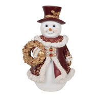 Clayre & Eef | Kerstdecoratie Sneeuwman Wit Rood 15x14x24 cm | 6PR5703