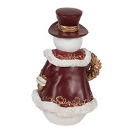 Clayre & Eef | Kerstdecoratie Sneeuwman Wit Rood 15x14x24 cm | 6PR5703