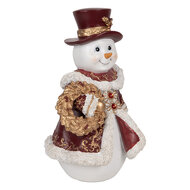 Clayre & Eef | Kerstdecoratie Sneeuwman Wit Rood 15x14x24 cm | 6PR5703