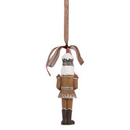 Clayre & Eef | Decoratie Hanger Notenkraker Bruin Wit 4x2x13 cm | 6PR5390