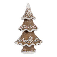 Clayre &amp; Eef | Kerstdecoratie Kerstboom Bruin Wit 7x5x11 cm | 6PR5393