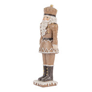 Clayre & Eef | Kerstdecoratie Notenkraker Bruin Wit 6x5x18 cm | 6PR5532
